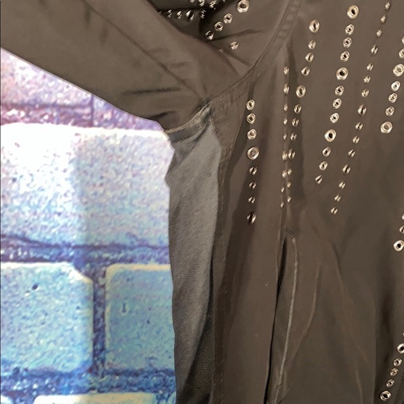 BLANKNYC Black L Studded Grommet Bomber Jacket O-Ring Zip Streetwear Punk Style - Picture 4 of 8